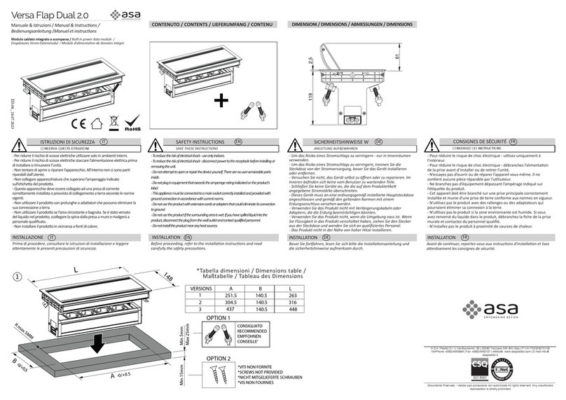 ASA Electronics Versa Flap Dual 2.0 Manual instructions