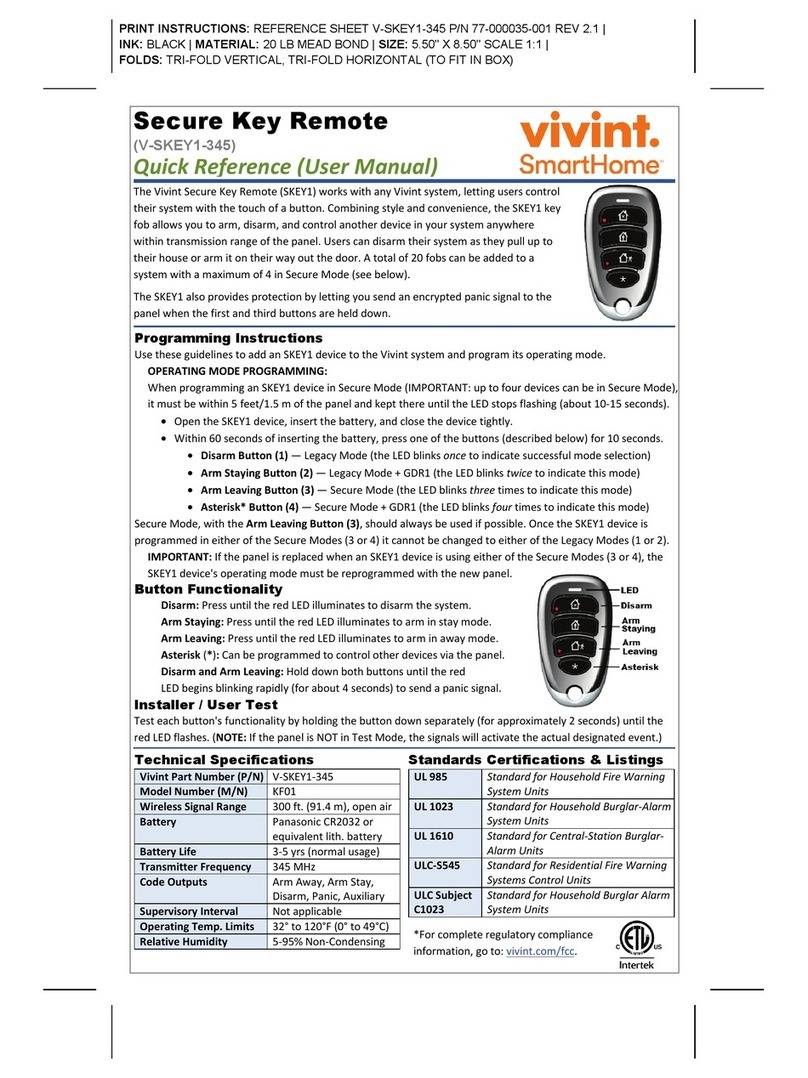 Vivint V-SKEY1-345 User manual