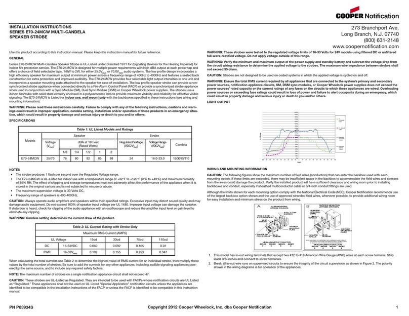 Cooper Notification E70-24MCW-FW User manual