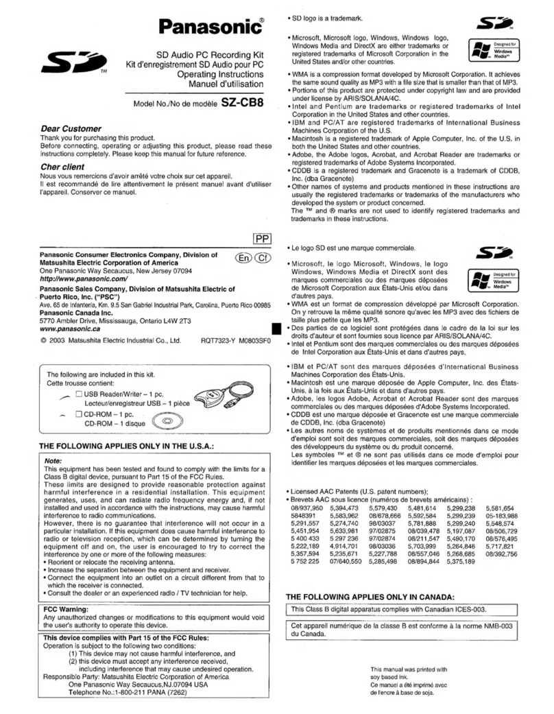 Panasonic SZ-CB8 User manual