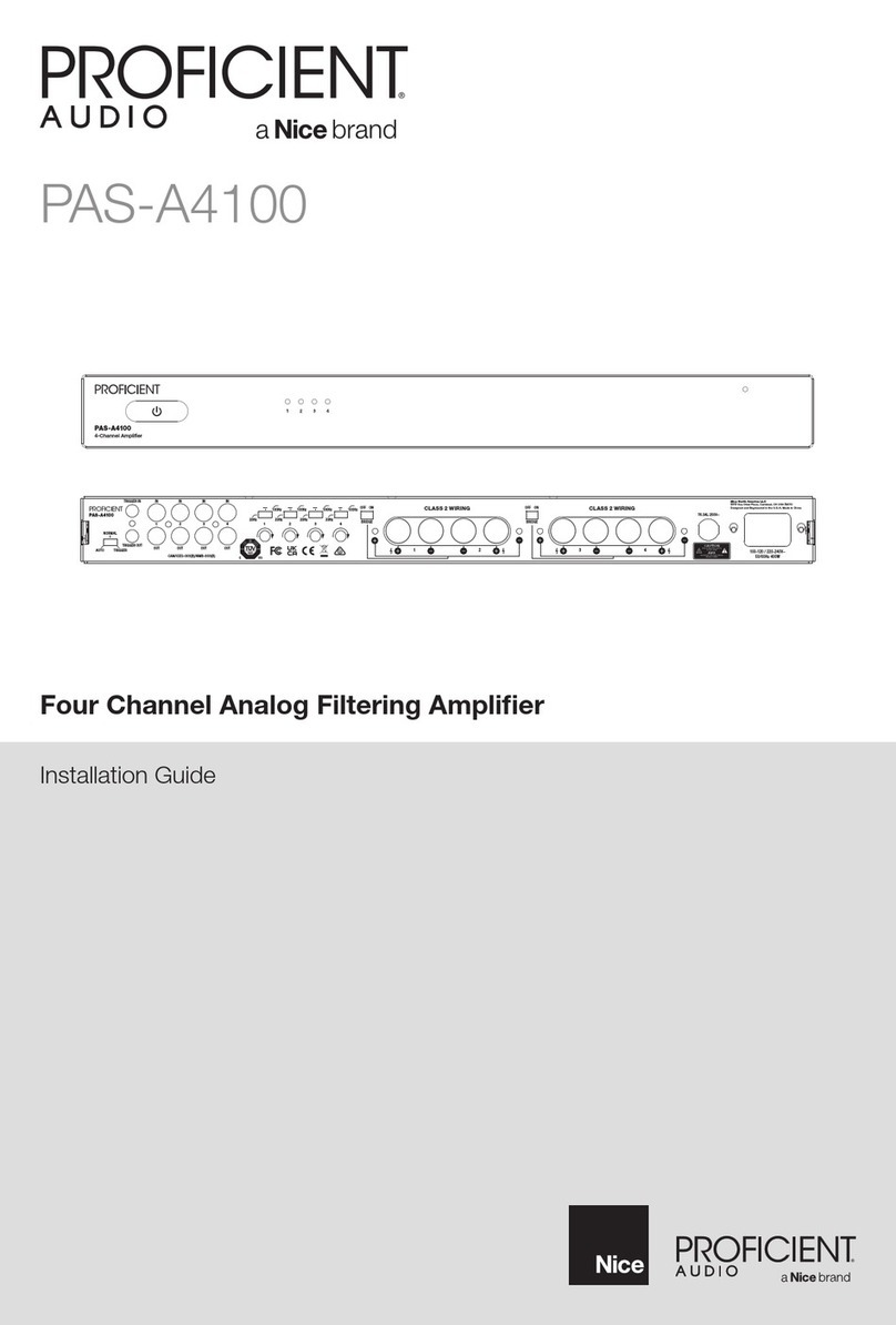 Nice PROFICIENT AUDIO PAS-A4100 installation guide