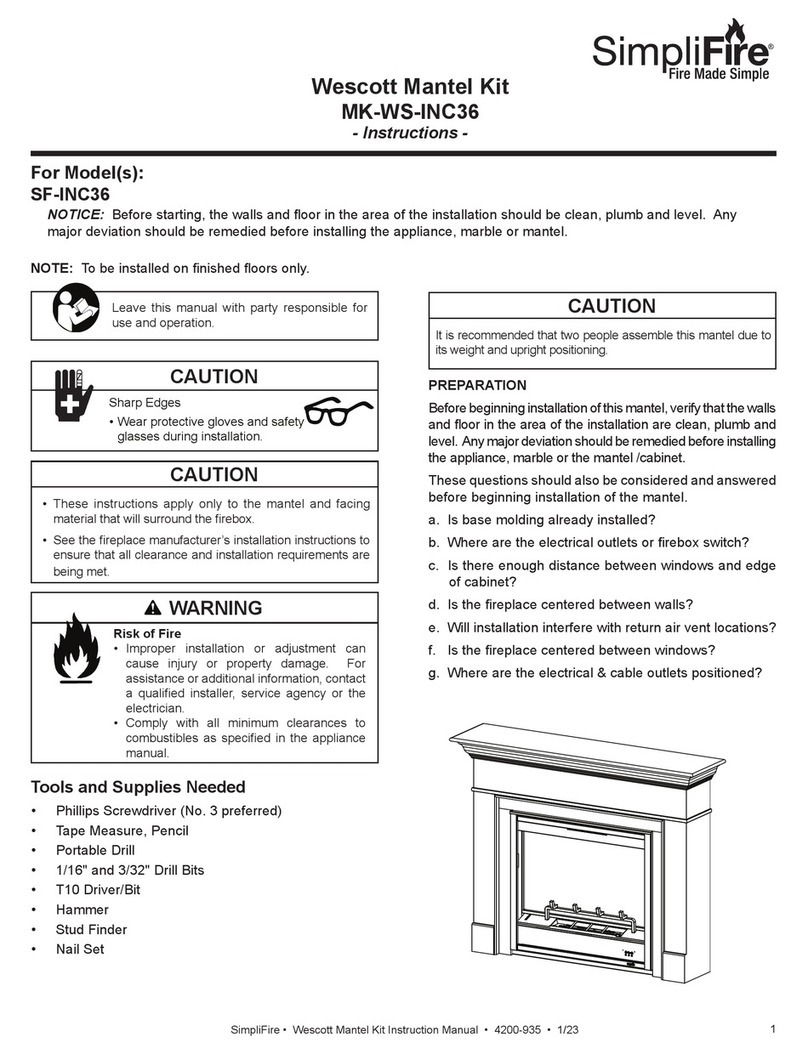 SimpliFire Wescott Mantel Kit User manual SimpliFire Wescott Mantel Kit User manual