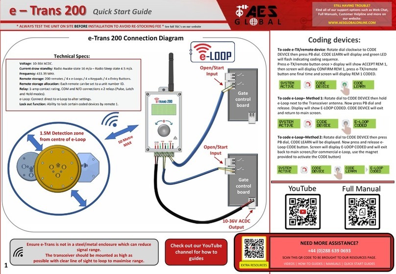 AES global e-Trans 200 quick start guide