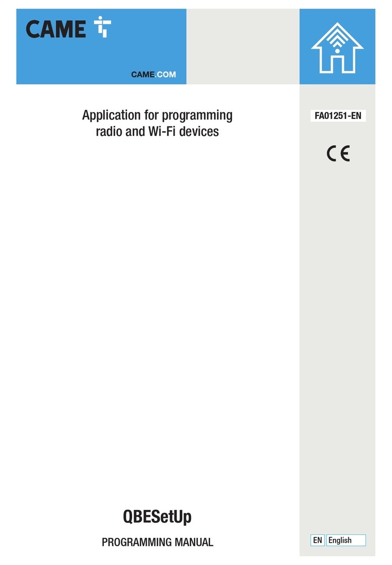 CAME QBESetUp Programming manual