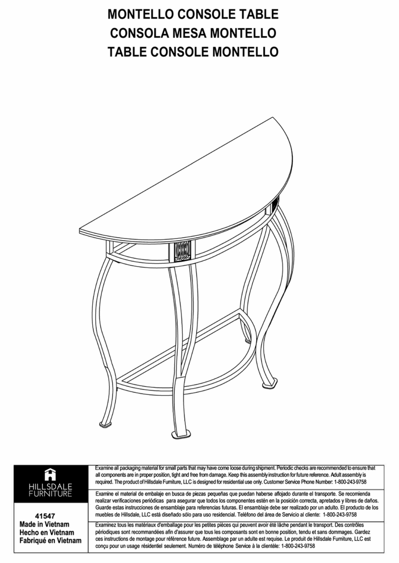 Hillsdale Furniture MONTELLO 41547 manual Hillsdale Furniture MONTELLO 41547 manual