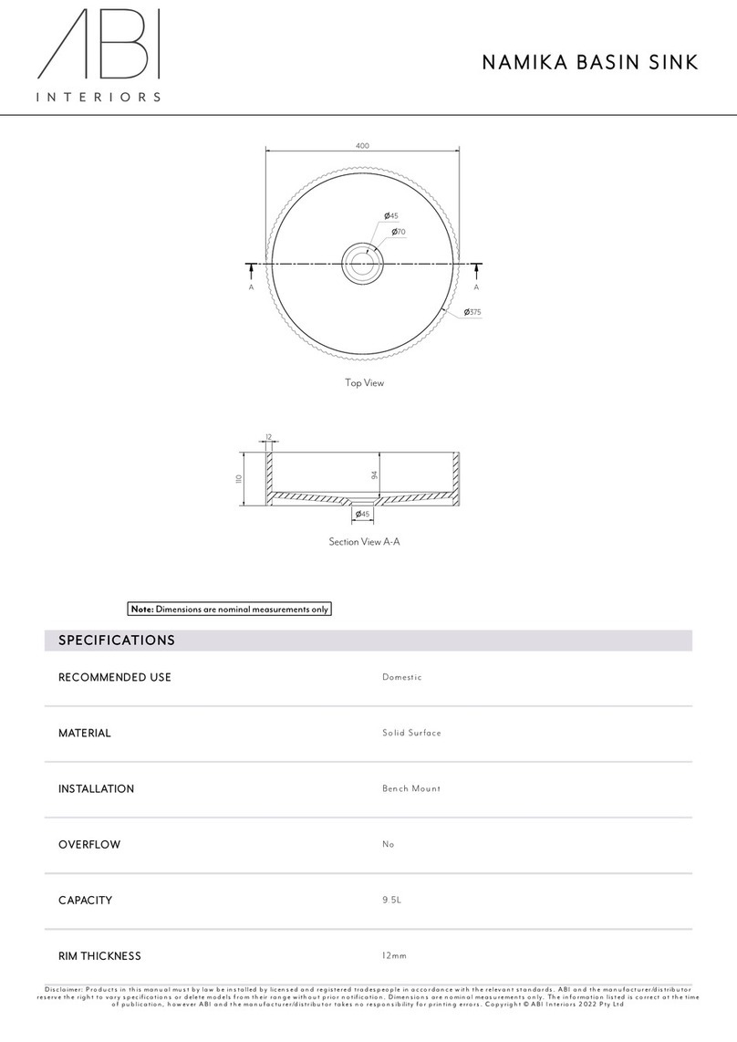 ABI INTERIORS NAMIKA 15763 User manual ABI INTERIORS NAMIKA 15763 User manual