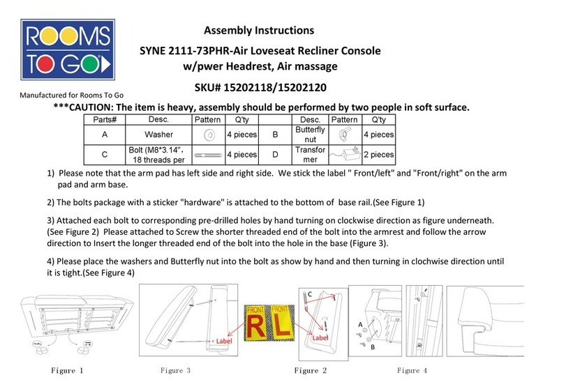 ROOMS TO GO SYNE 2111-73PHR Assembly instructions ROOMS TO GO SYNE 2111-73PHR Assembly instructions