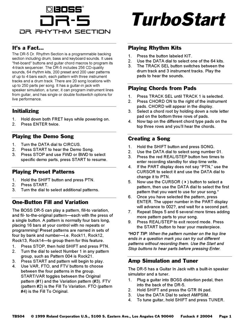 BOSSCO DR-5 Dr. Rhythm Section quick start guide