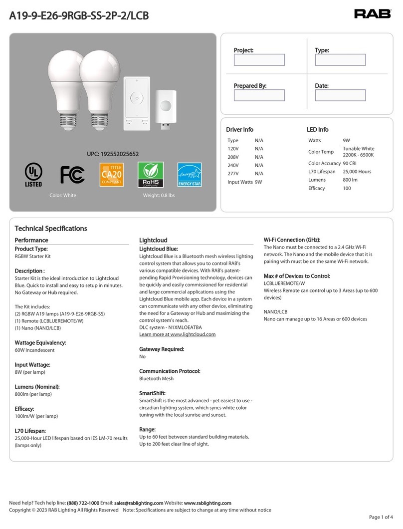 RAB A19-9-E26-9RGB-SS-2P-2/LCB manual