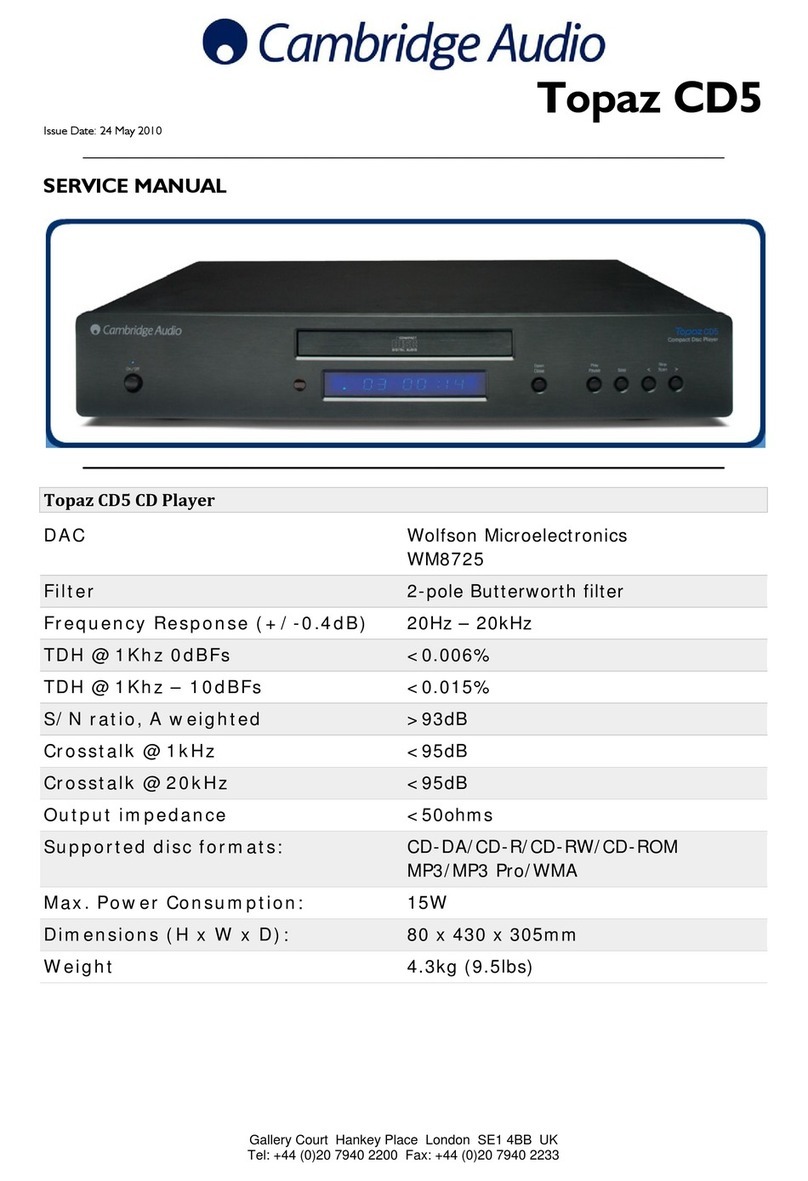 Cambridge Audio Topaz CD5 Service manual