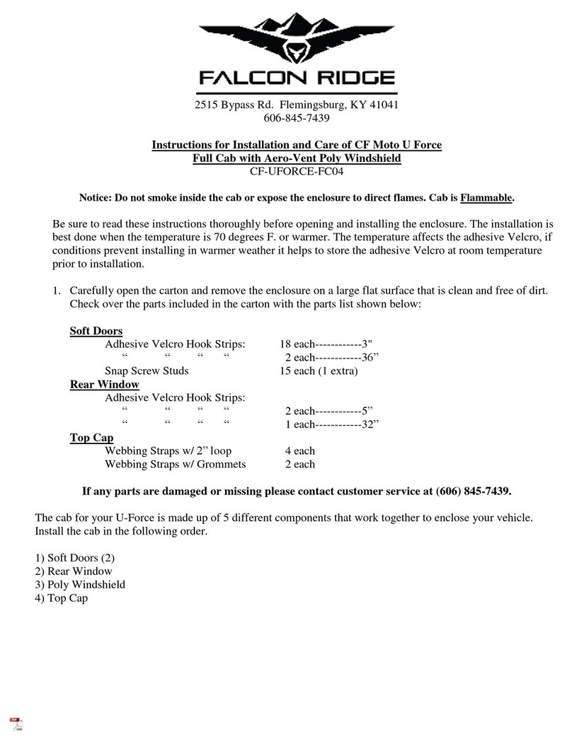 FALCON RIDGE CF-UFORCE-FC04 Instructions for Installation and Care