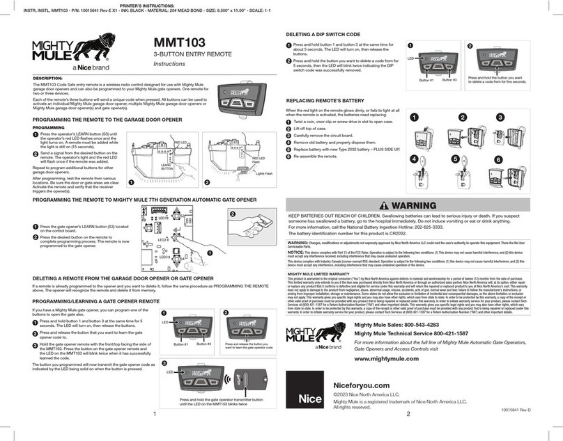 Nice MIGHTY MULE MMT103 User manual