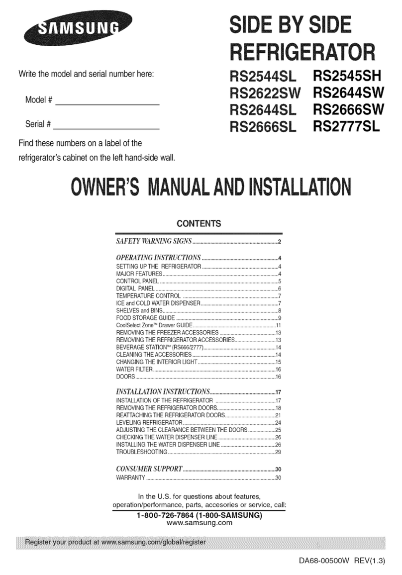 Samsung RS2544SL Owner's manual installation and operating instructions