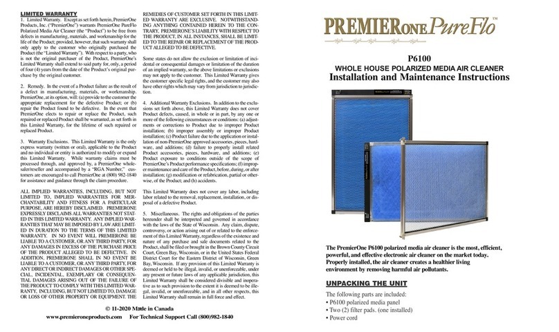 PremierOne PureFlo P6100 User manual
