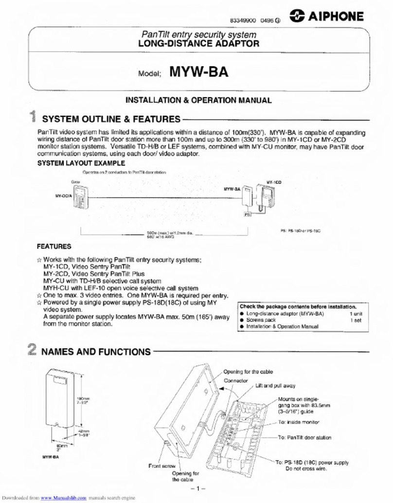 Aiphone MYW-BA User manual