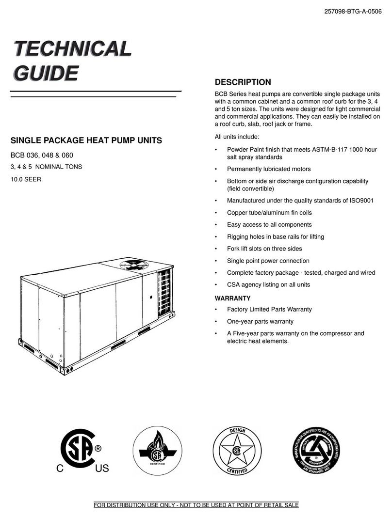 Unitary products group BCB Series Quick start guide