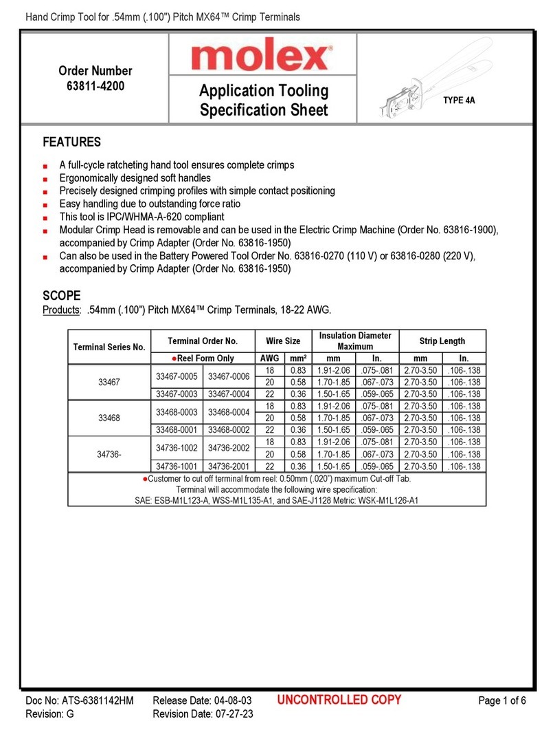 molex 207129 Series Application Tooling Specification Sheet