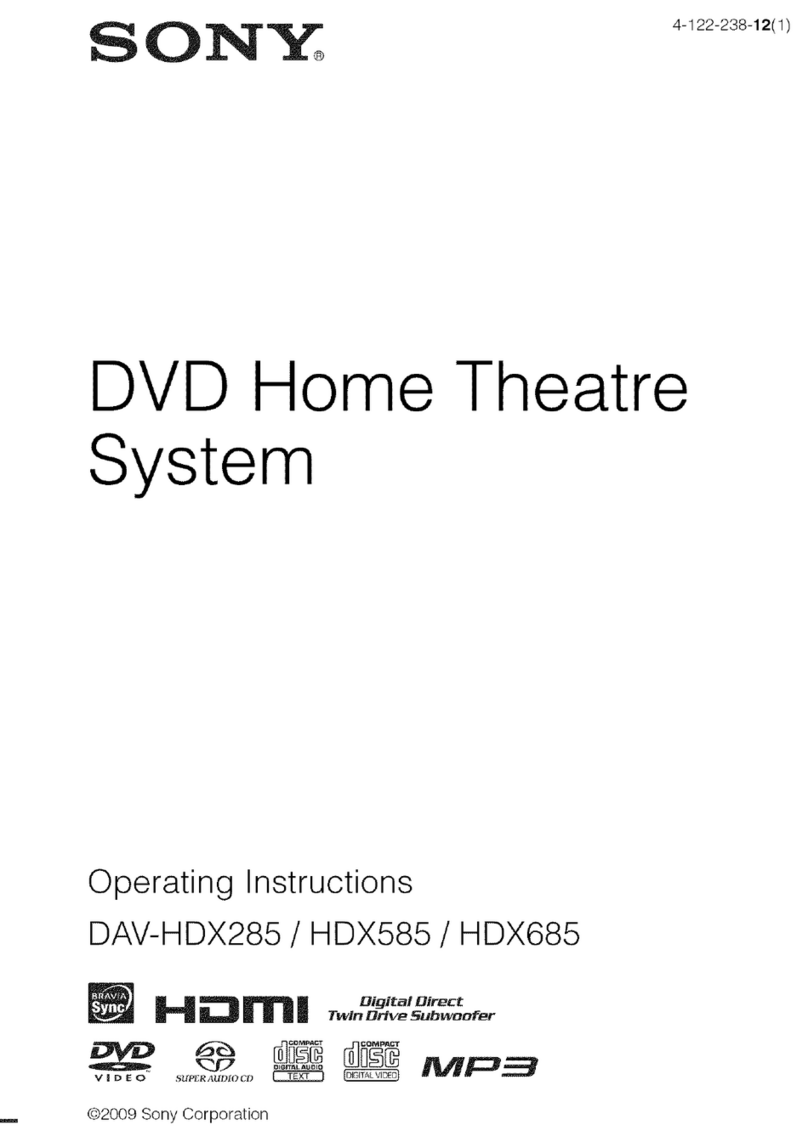 Sony DAV-HDX285 - Bravia Theater Home System User manual Sony DAV-HDX285 - Bravia Theater Home System User manual