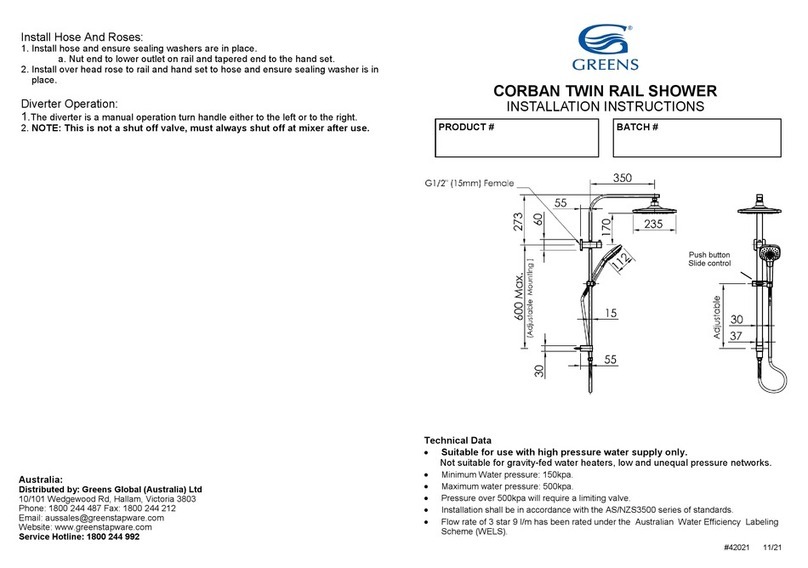 GREENS CORBAN TWIN RAIL SHOWER installation instructions GREENS CORBAN TWIN RAIL SHOWER installation instructions