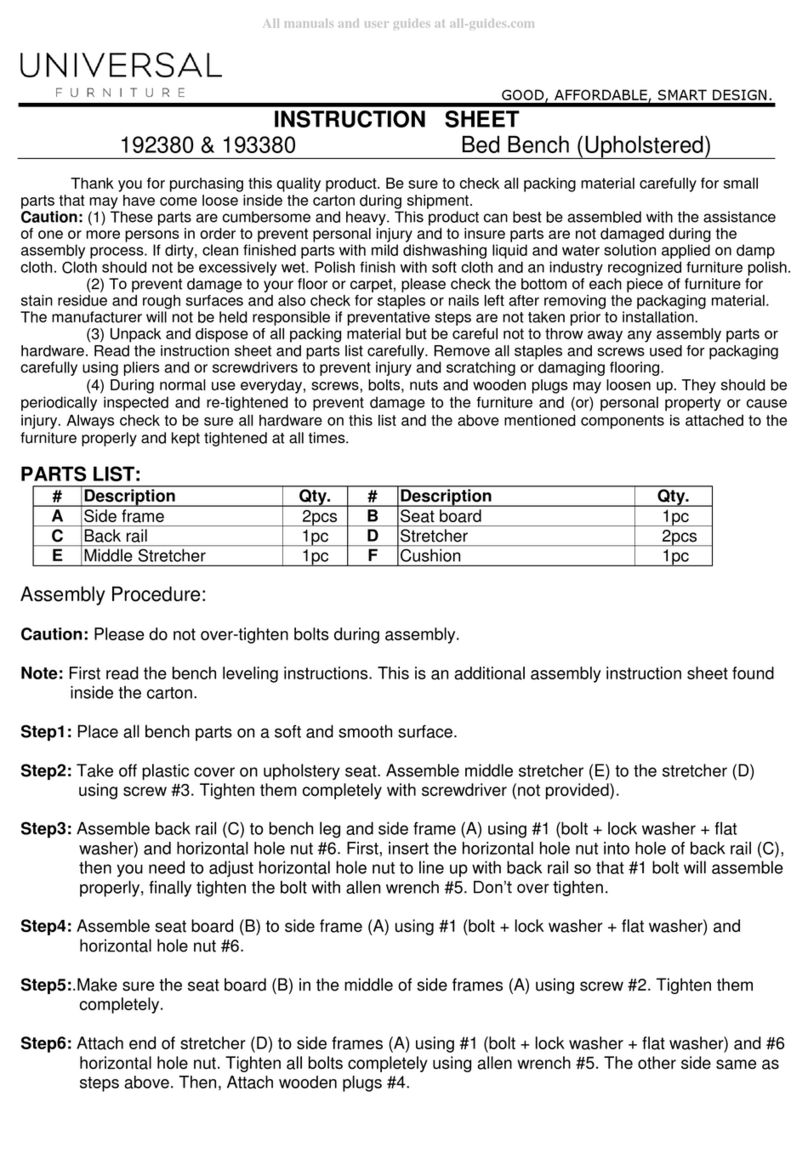 Universal Furniture 192380 instruction sheet