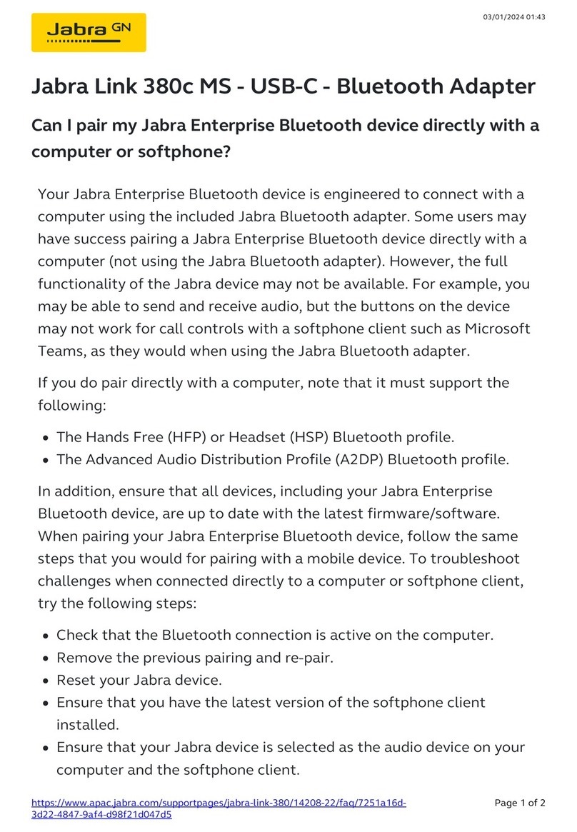 Jabra Link 380c MS quick start guide
