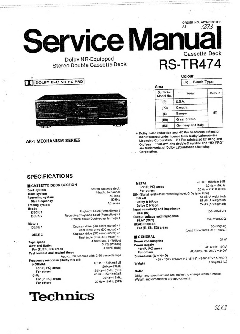 Technics RS-TR474 User manual Technics RS-TR474 User manual