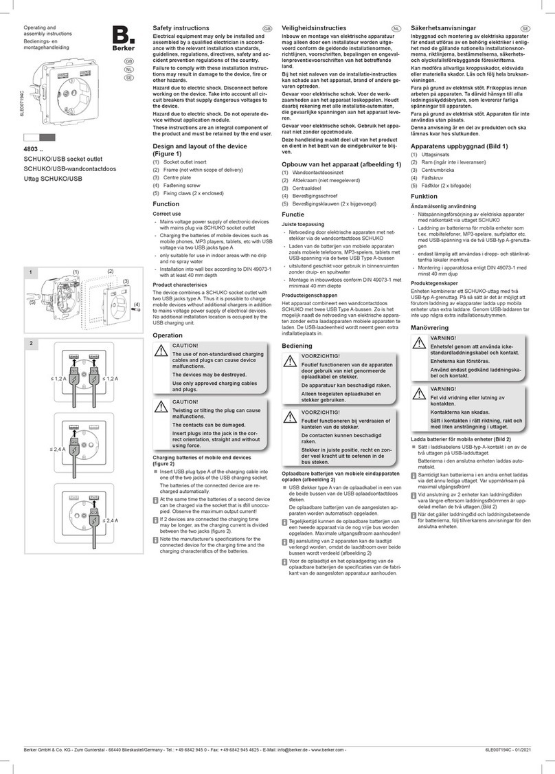 Berker 4803 Series Operating and assembly instruction