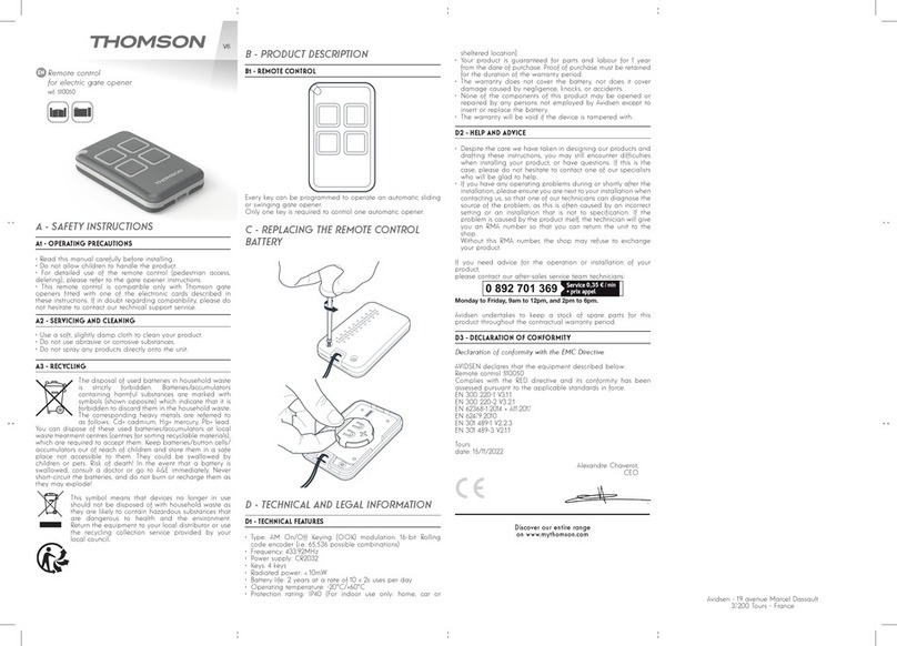THOMSON 510050 quick start guide