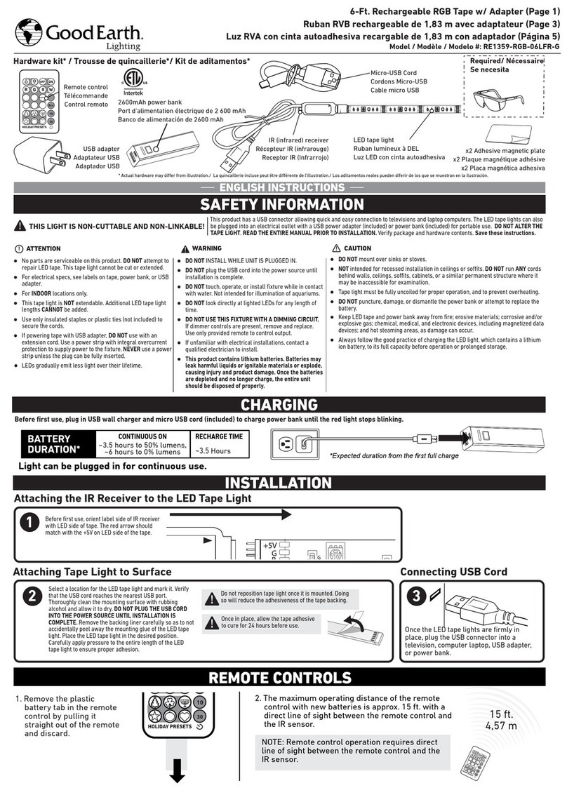 Good Earth Lighting RE1359-RGB-06LFR-G instructions