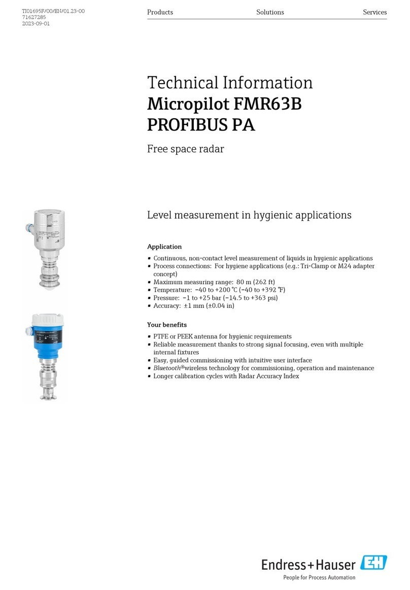 Endress+Hauser Micropilot FMR63B PROFIBUS PA technical information