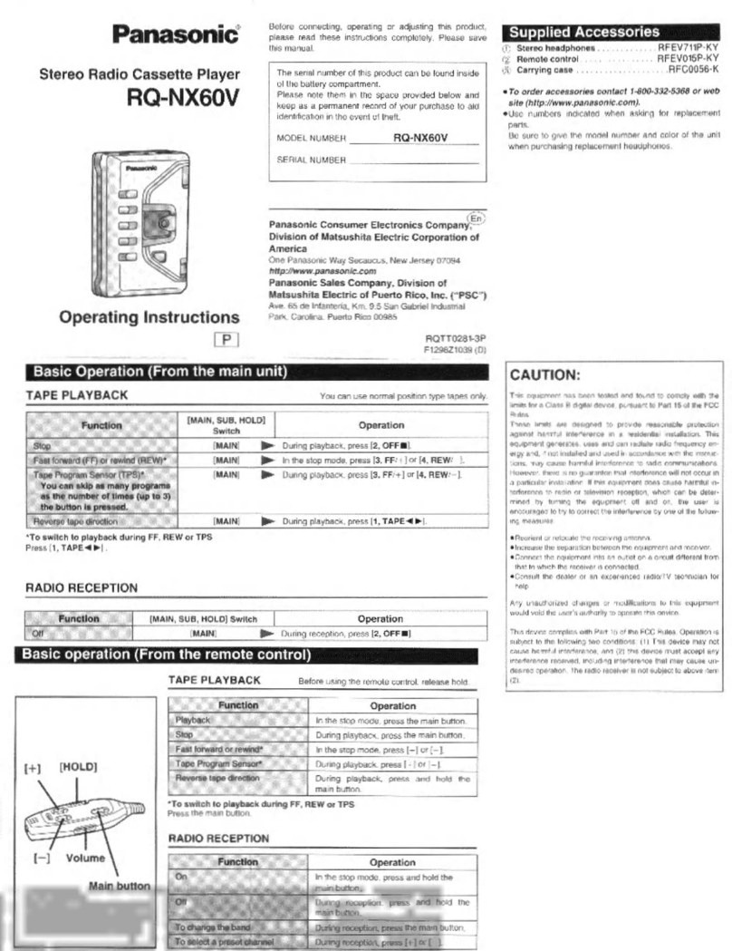 Panasonic RQ-NX60V User manual