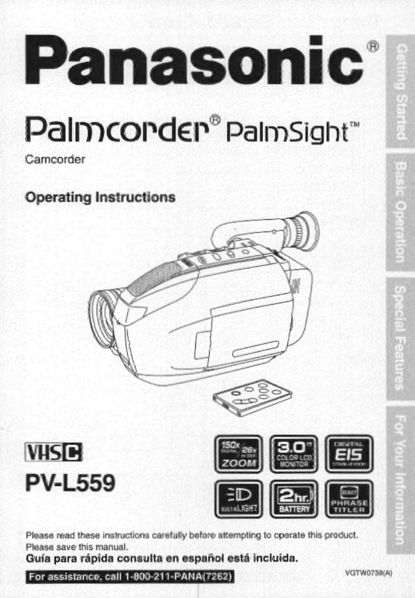 Panasonic Palmcorder Palmsight PV-L559 User manual