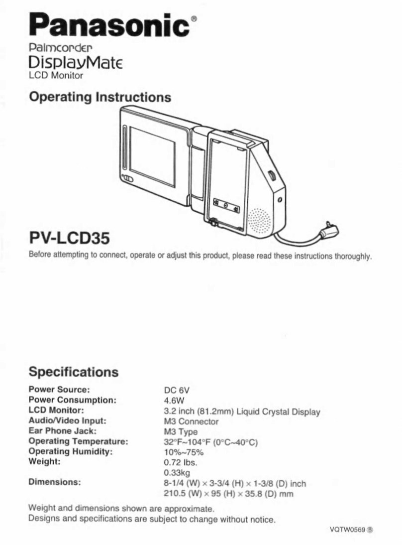 Panasonic Palmcorder DisplayMate PV-LCD35 User manual