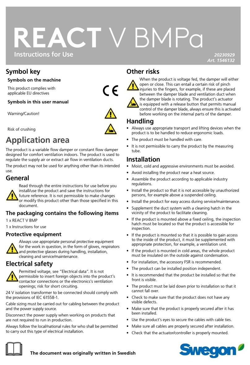Swegon REACT V BMPa User manual