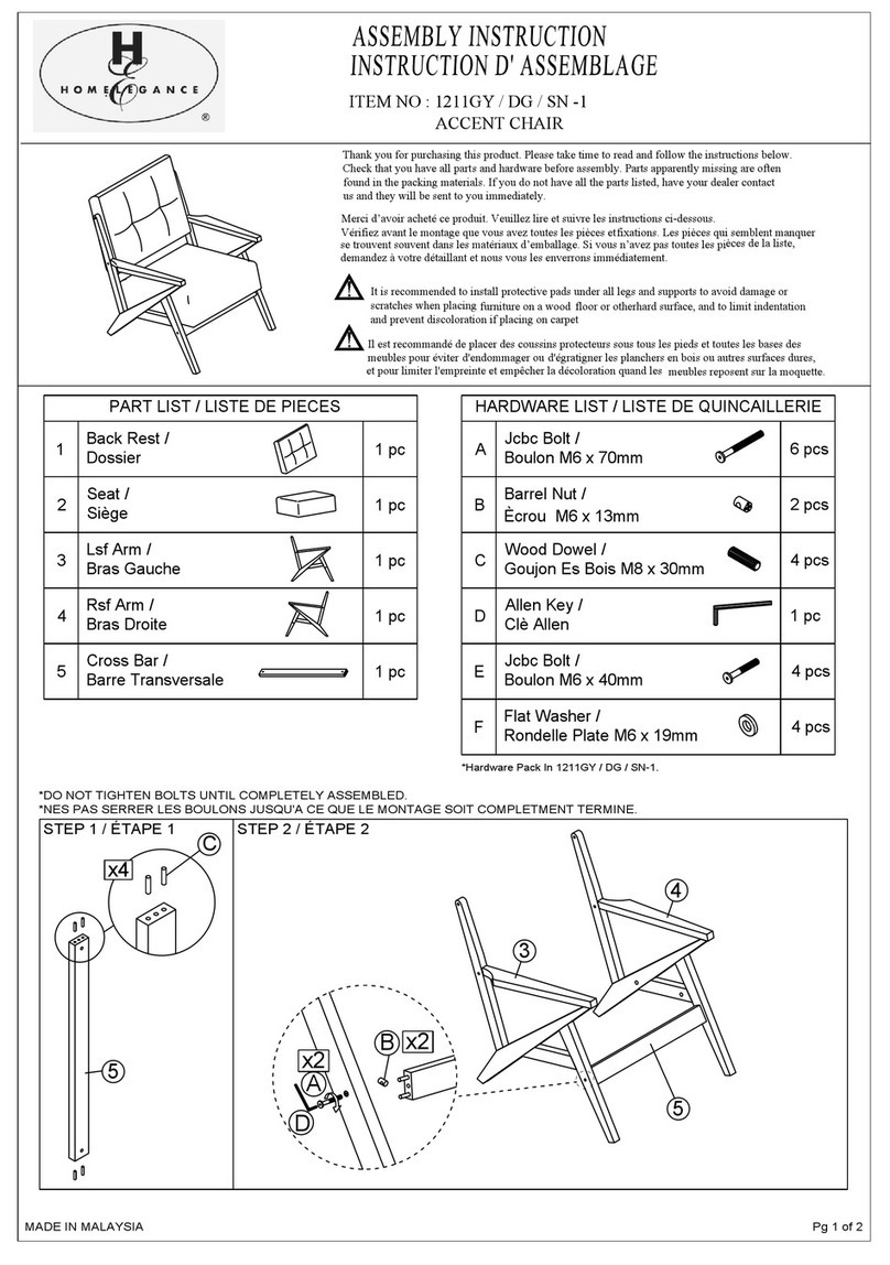 Homelegance 1211GY-1 Assembly instruction Homelegance 1211GY-1 Assembly instruction