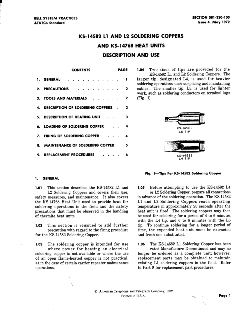 Bell System Practices KS-14582 DESCRIPTION AND USE