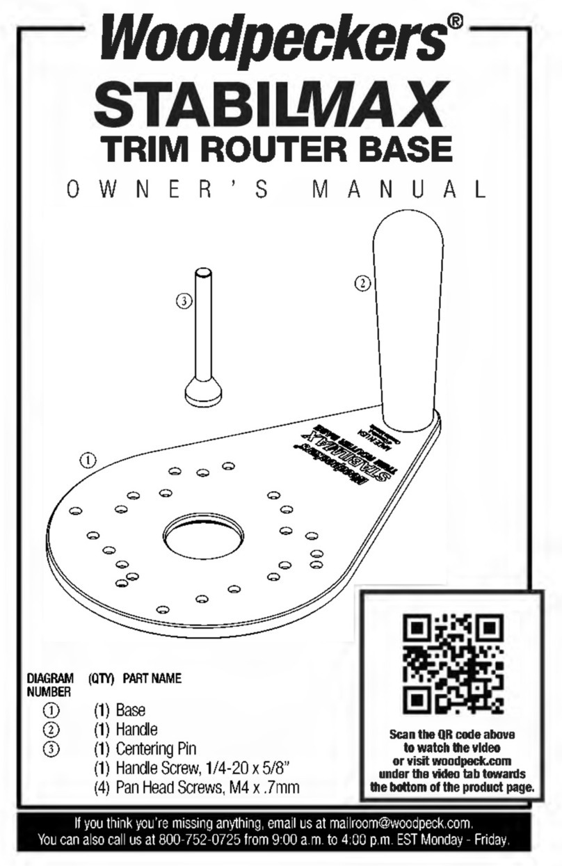 Woodpeckers STABILMAX TRIM ROUTER BASE owner's manual