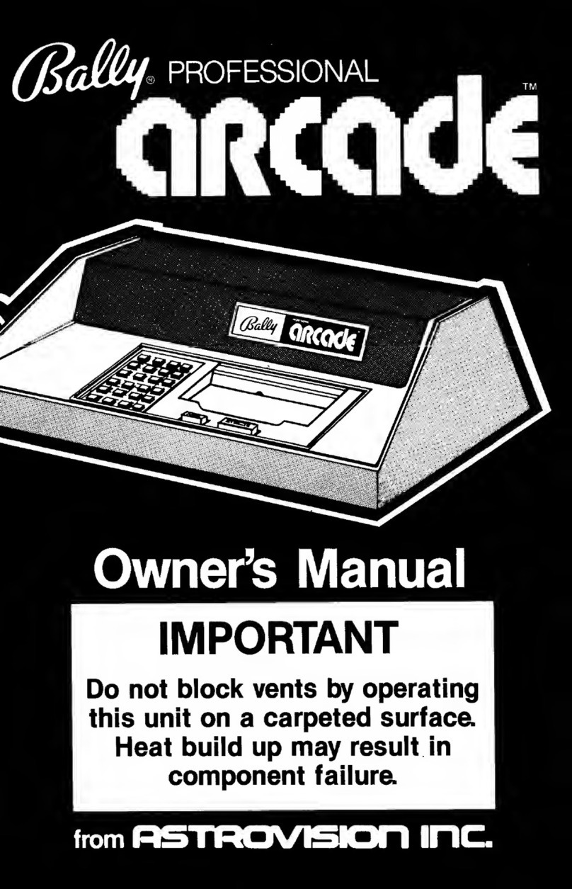 Bally PROFESSIONAL arcade User manual Bally PROFESSIONAL arcade User manual