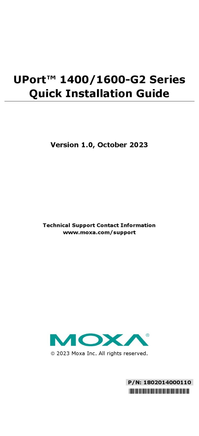 Moxa Technologies UPort 1400-G2 Series Quick installation guide