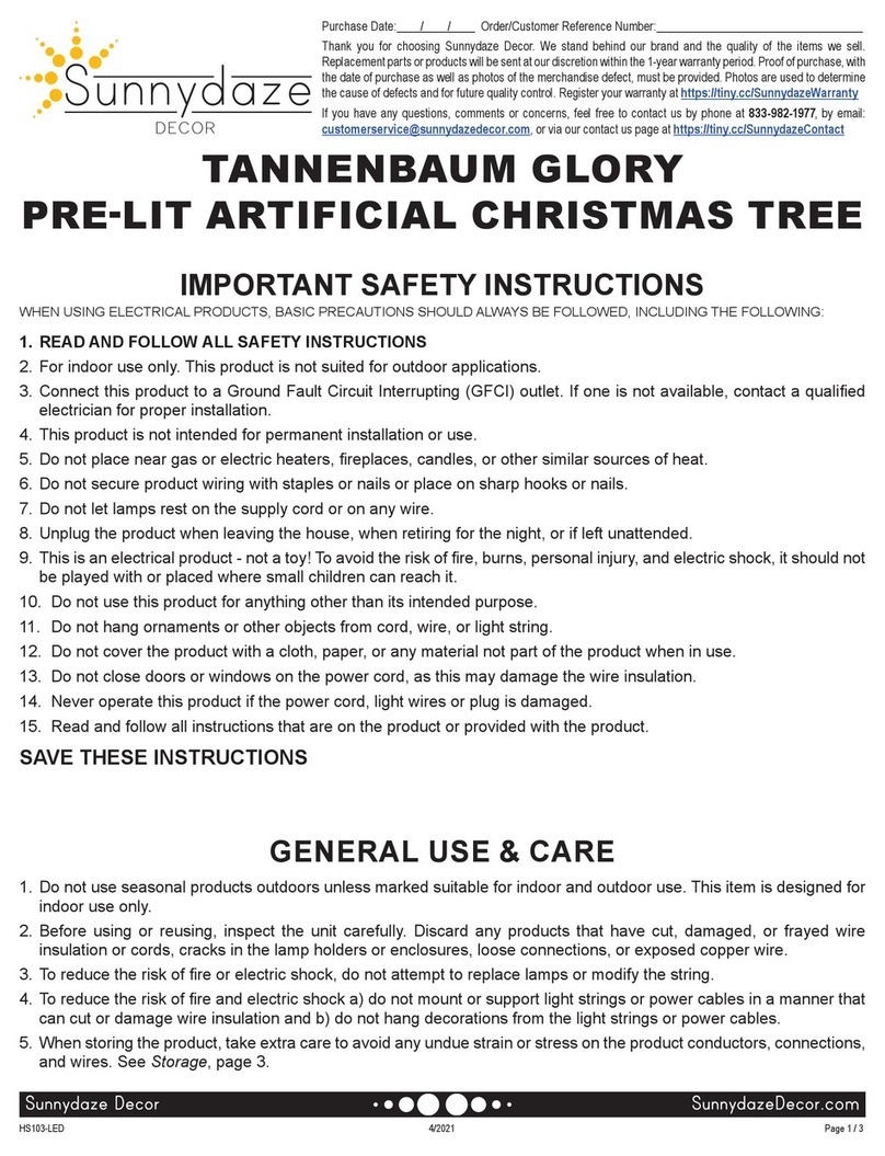 Sunnydaze Decor TANNENBAUM GLORY PRE-LIT ARTIFICIAL CHRISTMAS... User manual