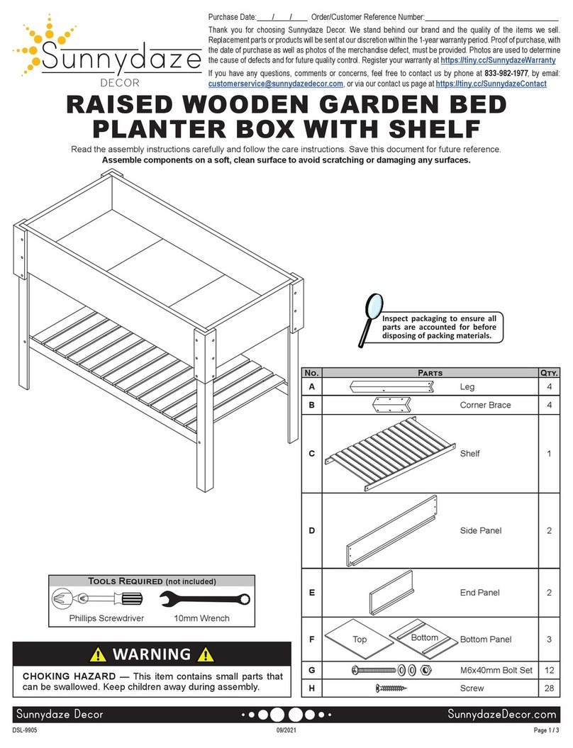 Sunnydaze Decor RAISED WOODEN GARDEN BED PLANTER BOX WITH... manual