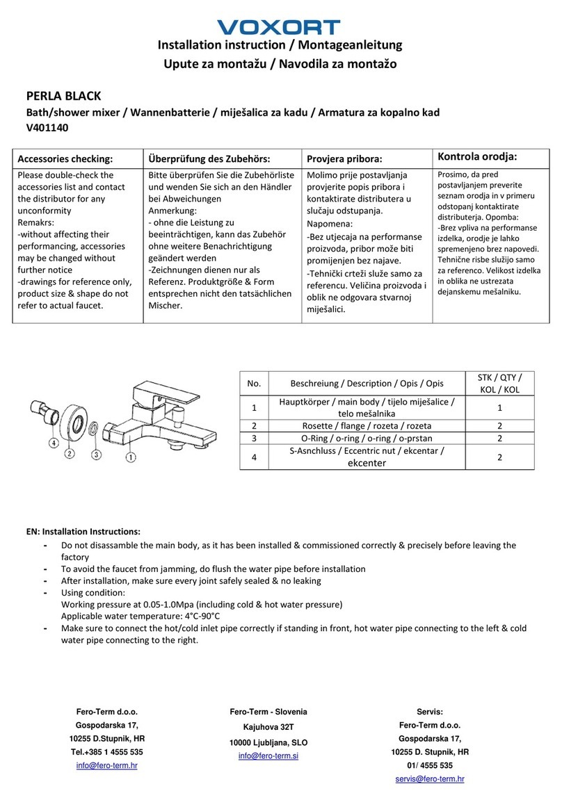 VOXORT PERLA BLACK V401140 Installation instruction