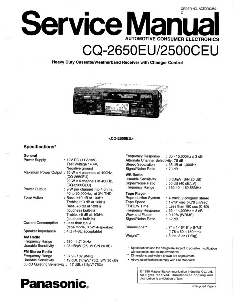 Panasonic CQ2650EU - AUTO RADIO/CASSETTE User manual
