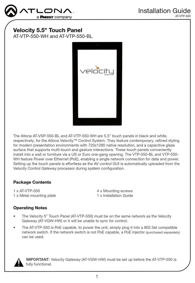 Panduit Atlona Velocity AT-VTP-550-WH User manual