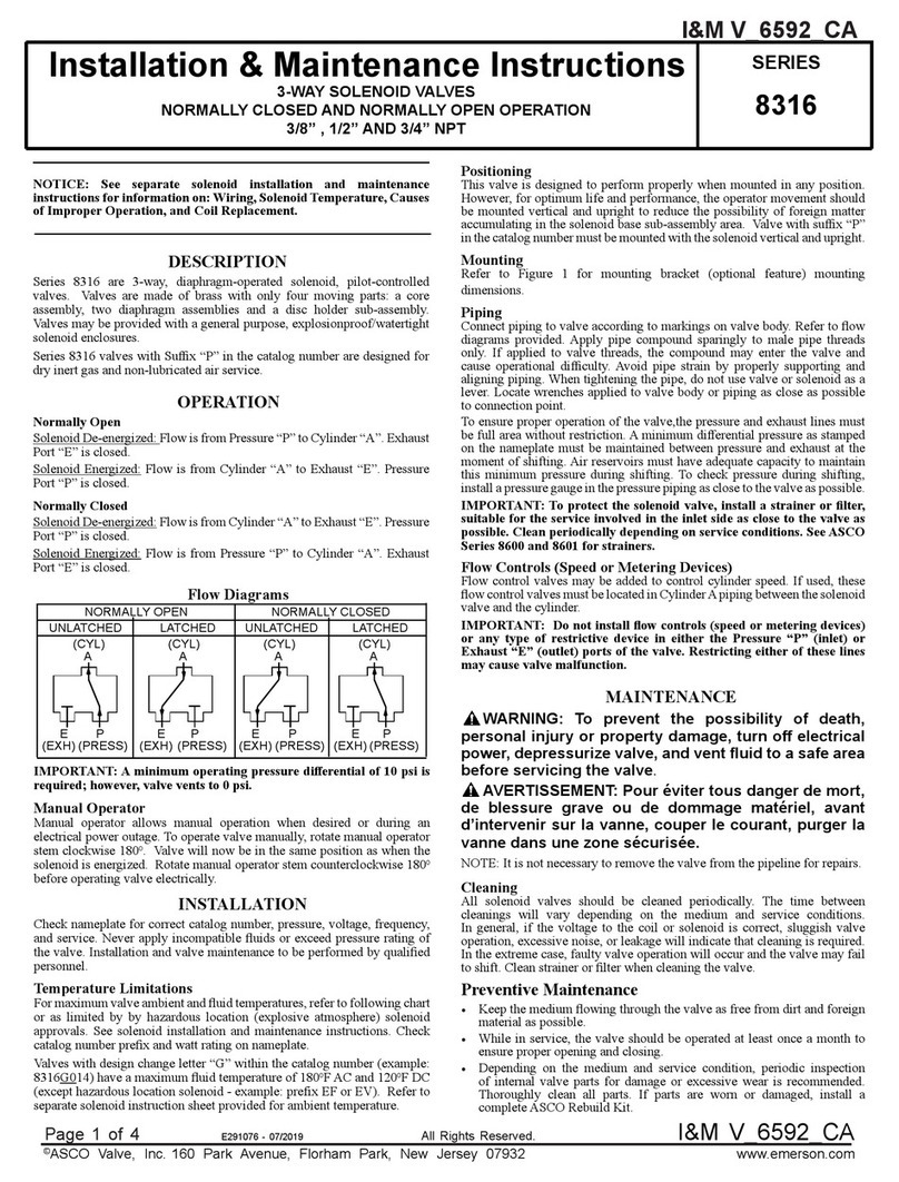 Asco 8316 Series Installation and operating instructions