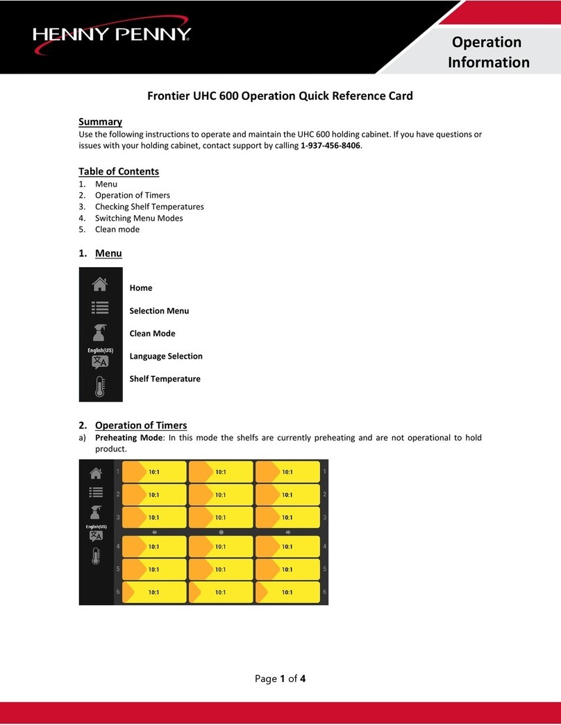 Henny Penny Frontier UHC 600 Quick reference card