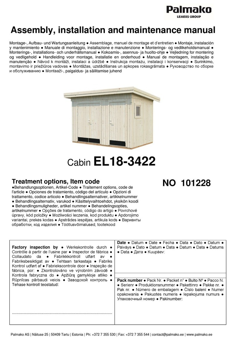 Lemeks Palmako Cabin EL18-3422 Assembly, installation and maintenance manual