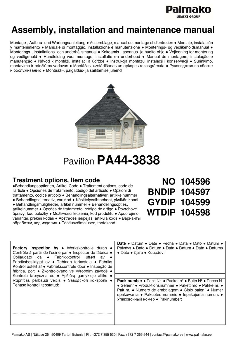 Lemeks Palmako Pavilion PA44-3838 Assembly, installation and maintenance manual