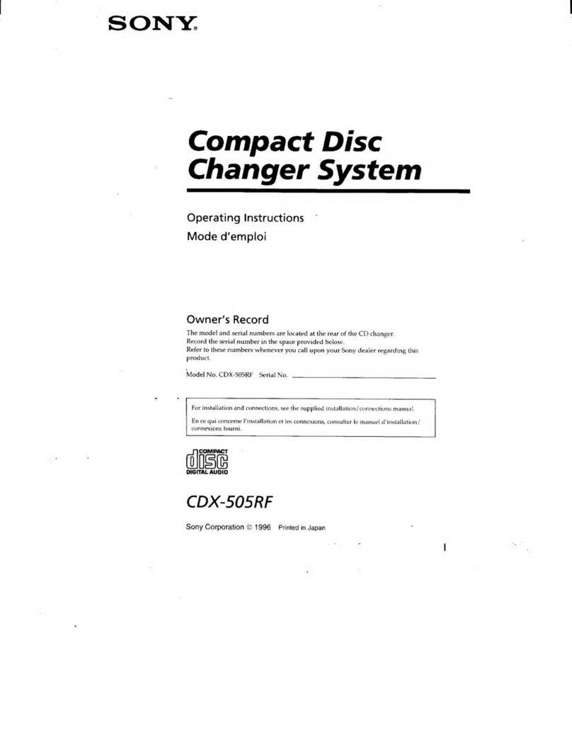 Sony CDX-505RF - Compact Disc Changer System operating instructions
