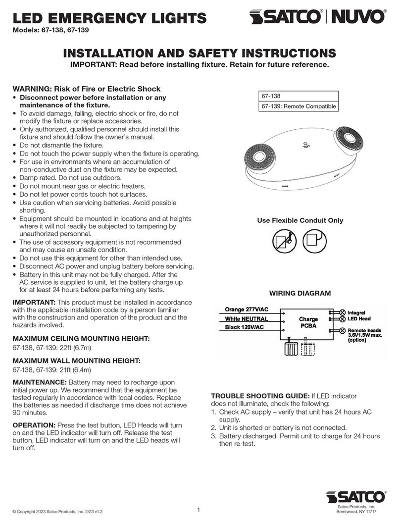 Satco NUVO 67-138 Installation and safety instructions